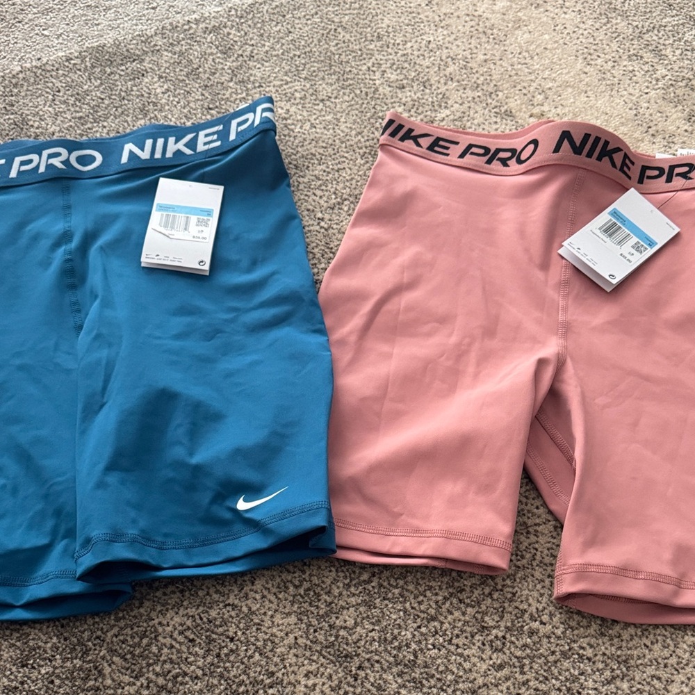Nike Pro Blue and Pink Athletic Shorts